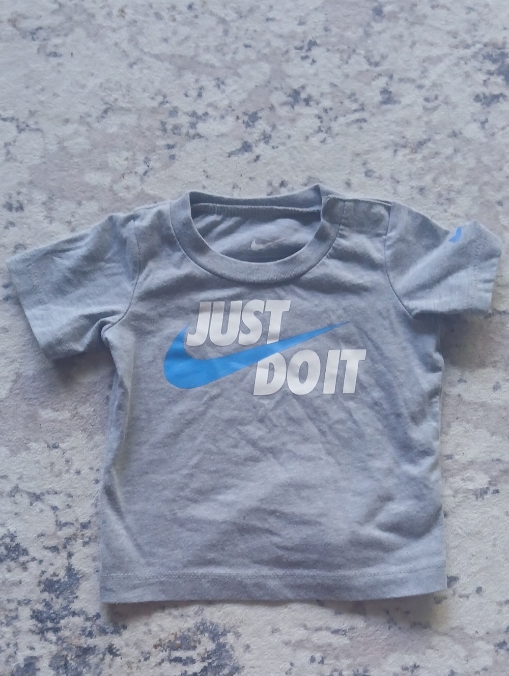 Nike Kids Short Sleeve Tee - Light Gray with Blue Swoosh